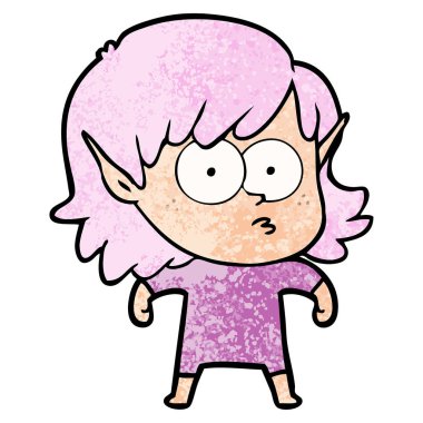 vektör çizim karikatür elf kızı