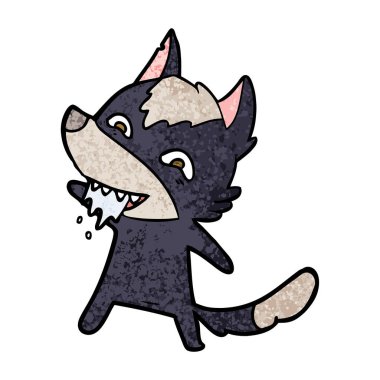 vektör çizim karikatür aç kurt