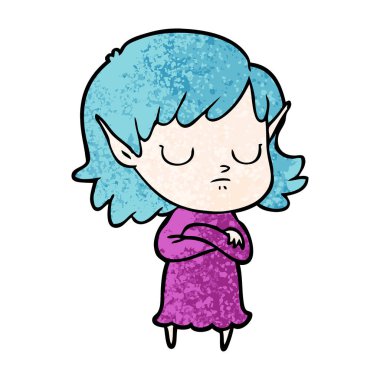 vektör çizim karikatür elf kızı