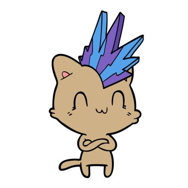 vektör çizim karikatür mutlu kedi