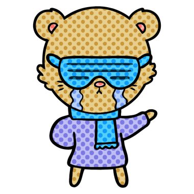 vektör çizim karikatür ayı ağlama