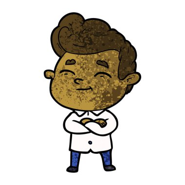 mutlu çizgi film adam vektör çizim