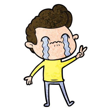 vektör çizim karikatür adam ağlıyor