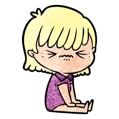 rahatsız çizgi film kız vektör çizim