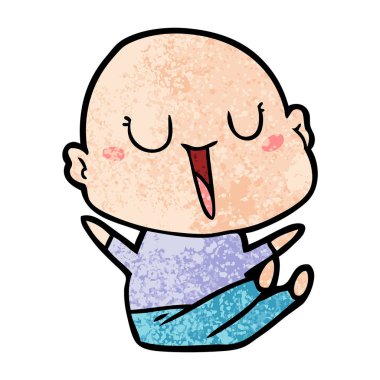 mutlu karikatür kel adam