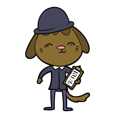 mutlu karikatür office çalışan köpek