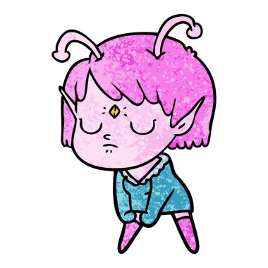 vektör çizim karikatür uzaylı kız