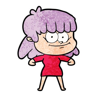 vektör çizim karikatür gülümseyen kadın