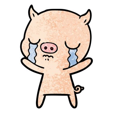 vektör çizim karikatür domuz ağlama