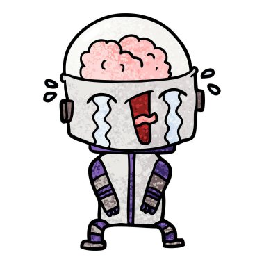 vektör çizim robot ağlıyor çizgi film