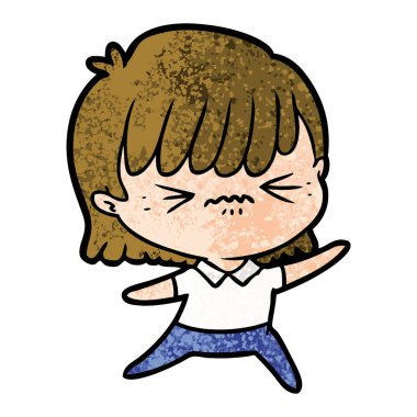 rahatsız çizgi film kız vektör çizim