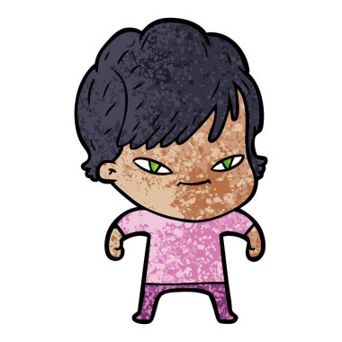 vektör çizim karikatür mutlu kadın