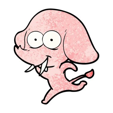 mutlu çizgi film fil vektör çizim