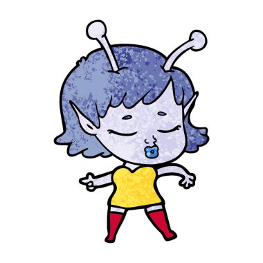 vektör çizim karikatür uzaylı kız