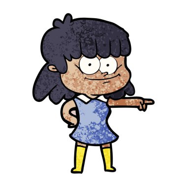 vektör çizim karikatür kız gülümseyerek