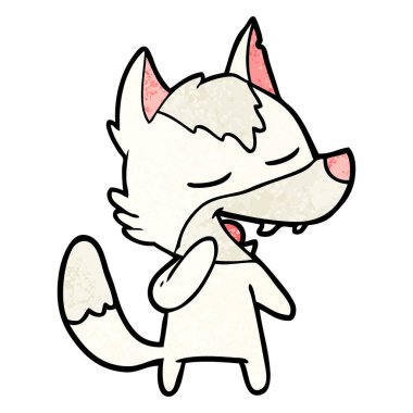 vektör çizim karikatür kurt gülen