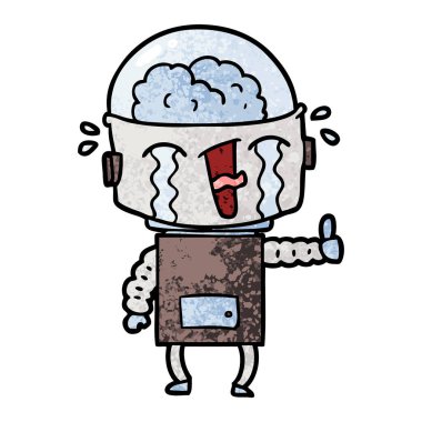 vektör çizim robot ağlıyor çizgi film