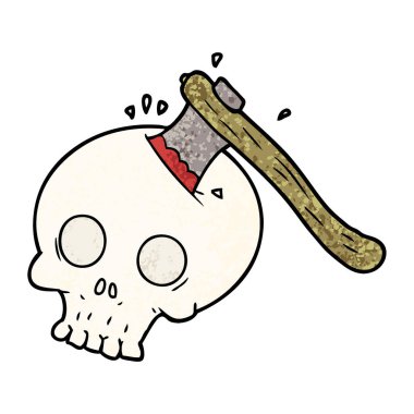 kafatası içinde karikatür balta
