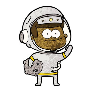 mutlu astronot karikatür vektör çizim