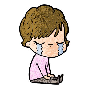 vektör çizim karikatür kadının ağladığını