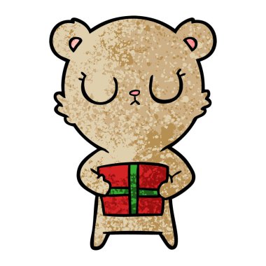 huzurlu karikatür ayı ile hediye