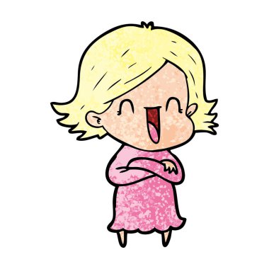 vektör çizim karikatür mutlu kadın