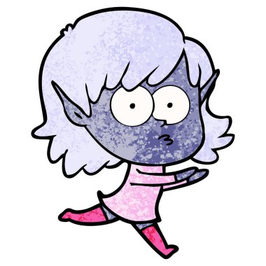 vektör çizim karikatür elf kızı