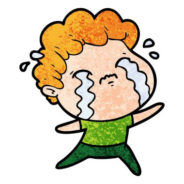 vektör çizim karikatür adam ağlıyor