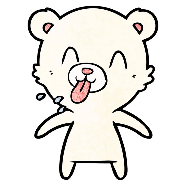 Unhöflicher Cartoon Eisbär Streckt Die Zunge Heraus — Stockvektor