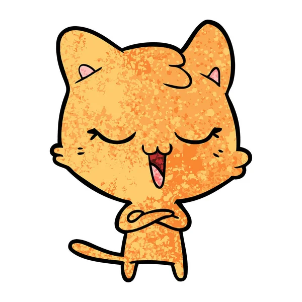 Ilustración Vectorial Feliz Gato Dibujos Animados — Archivo Imágenes Vectoriales