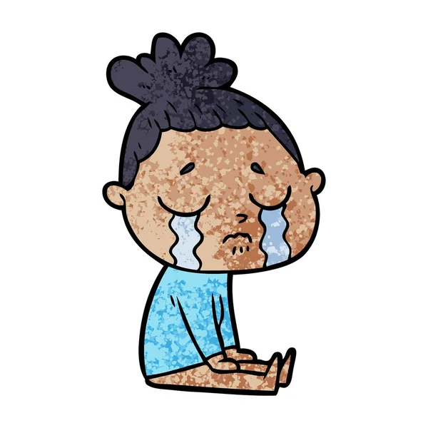 Vector Ilustración Dibujos Animados Llorando Mujer — Vector de stock