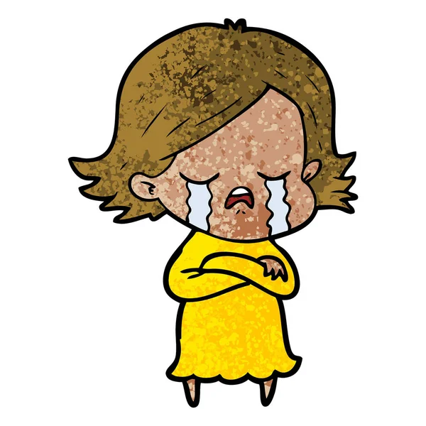 Векторная Иллюстрация Плача Девушки Мультика — стоковый вектор