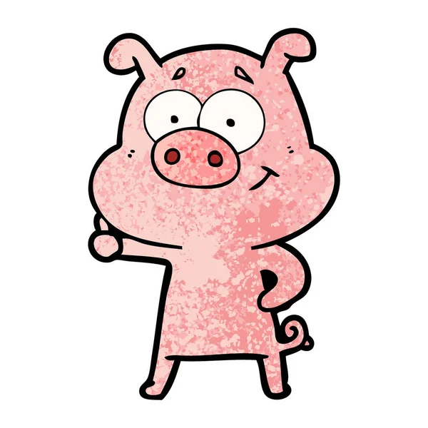 Vector Ilustración Feliz Cerdo Dibujos Animados — Archivo Imágenes Vectoriales