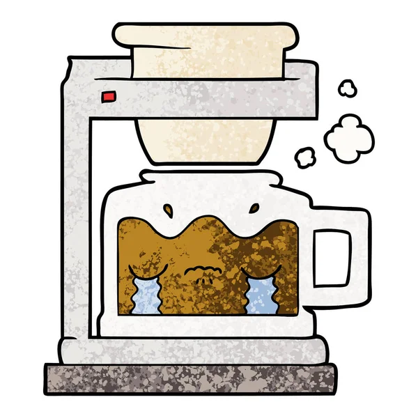 Kreslený Plačící Překapávané Kávy Stroj — Stockový vektor