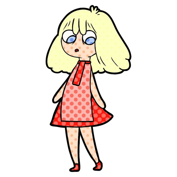 Cartoon Mädchen Kleid — Stockvektor