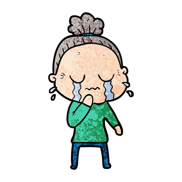 Kreskówka Stara Kobieta Płacze — Wektor stockowy