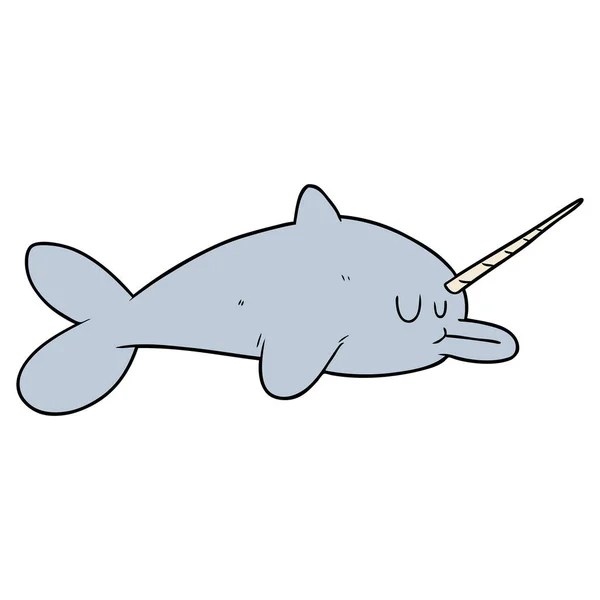 Vector Illustration Cartoon Narwhal — Stock Vector