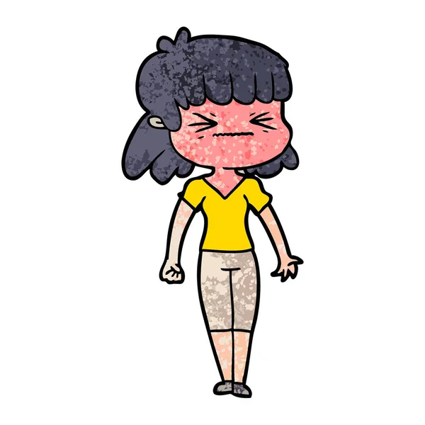 Vector Illustration Cartoon Angry Girl — Stock Vector