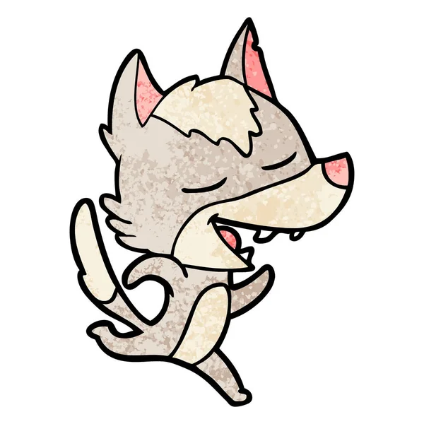 Cartoon Running Wolf Lachen — Stockvector