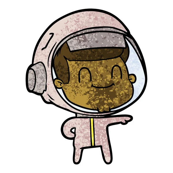 Feliz Homem Dos Desenhos Animados Astronauta — Vetor de Stock