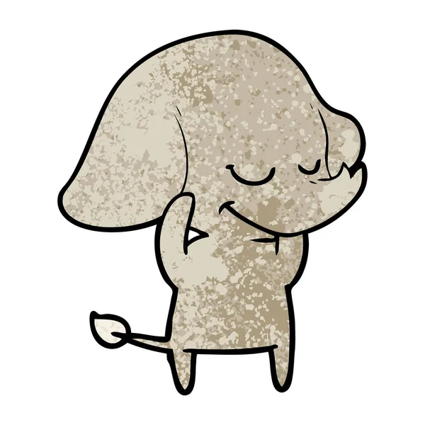 Vector Illustration Cartoon Smiling Elephant — Stock Vector