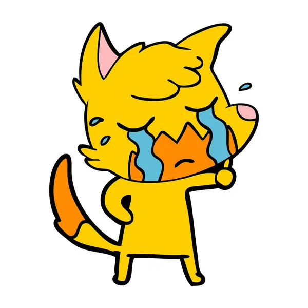 哀伤的小狐狸卡通字符 — 图库矢量图片