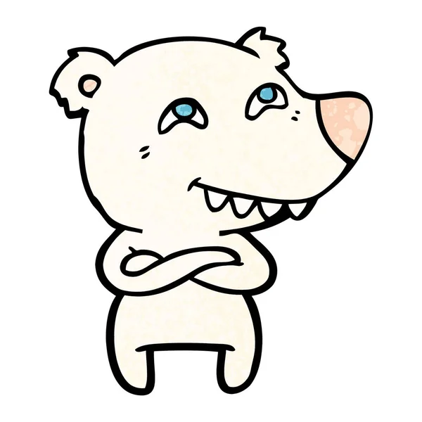 Urso Polar Dos Desenhos Animados Mostrando Dentes —  Vetores de Stock