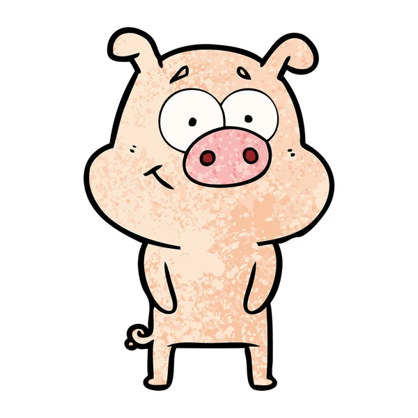 Vector Illustration Happy Cartoon Pig — Stock Vector