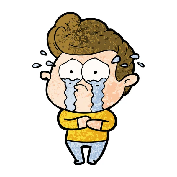 Vector Ilustración Dibujos Animados Llorando Hombre — Vector de stock