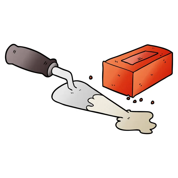 Laying Bricks Cartoon Vector Illustration — Stock Vector