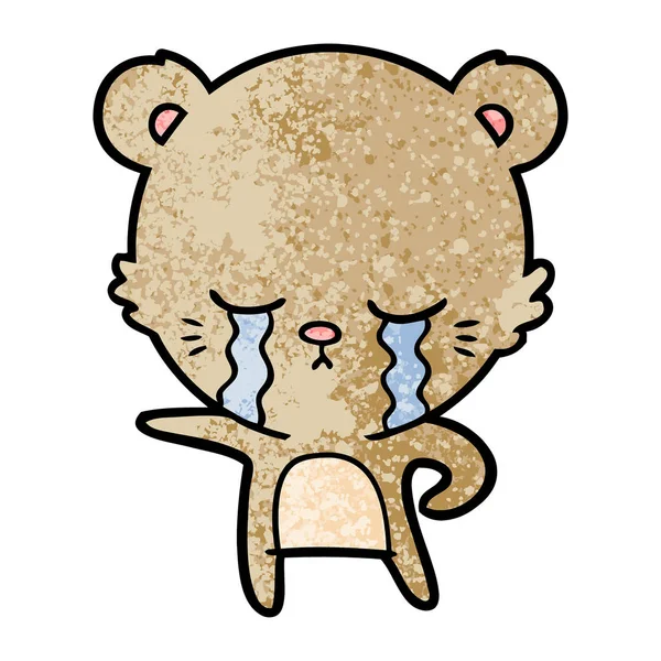 Vector Illustration Crying Cartoon Bear — Stock Vector