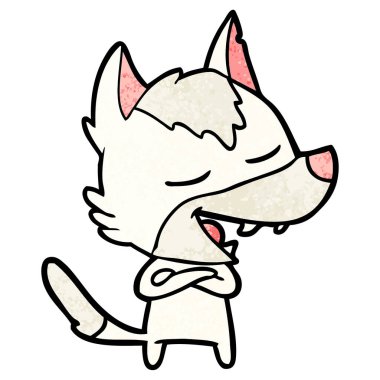 vektör çizim karikatür kurt gülen