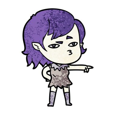 Çizgi filmdeki vampir kızın vektör çizimi