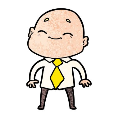 mutlu karikatür kel adam